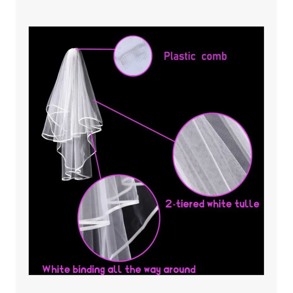 Bride To Be Veil Sash Bachelorette Party Bridal Wedding Shower White‎ Gold